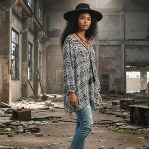 White House Black Market Monochrome Tunic